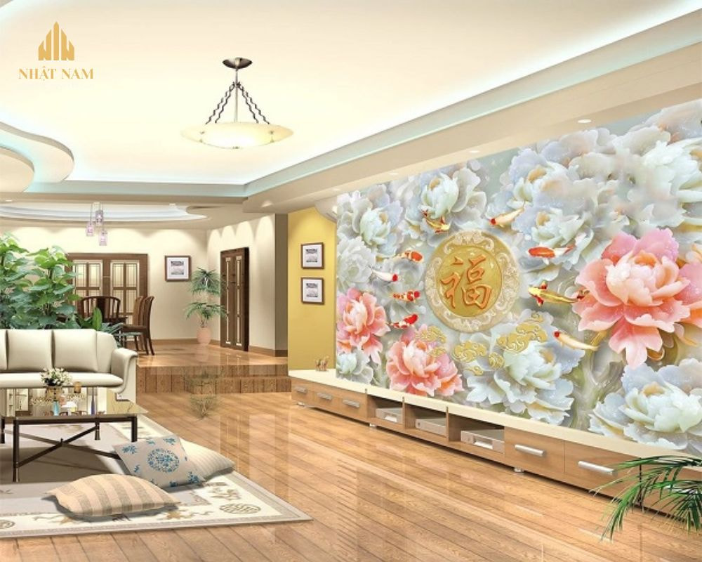 gạch ốp tường phòng khách