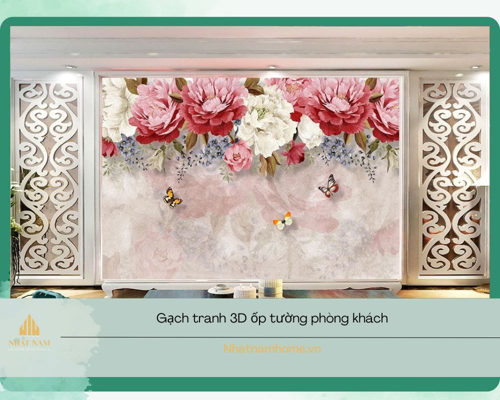 Tranh gạch ốp tường phòng khách