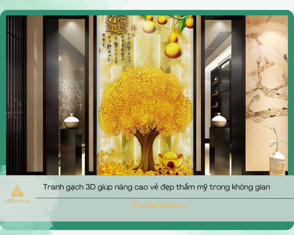Tranh gạch ốp tường phòng khách