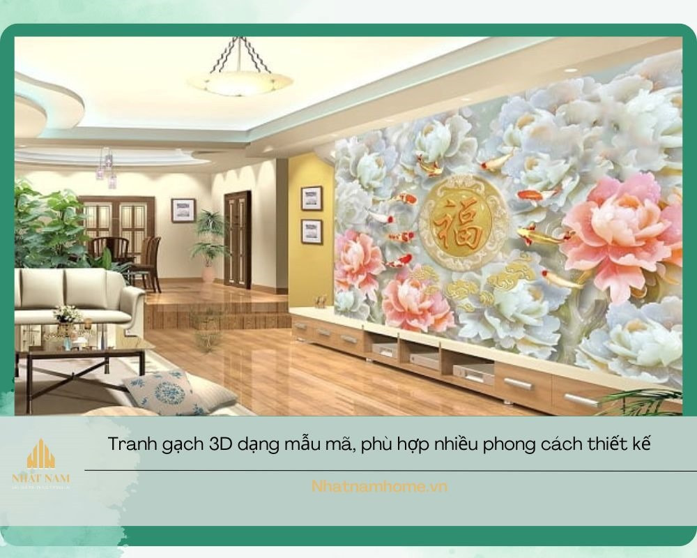Tranh gạch ốp tường phòng khách