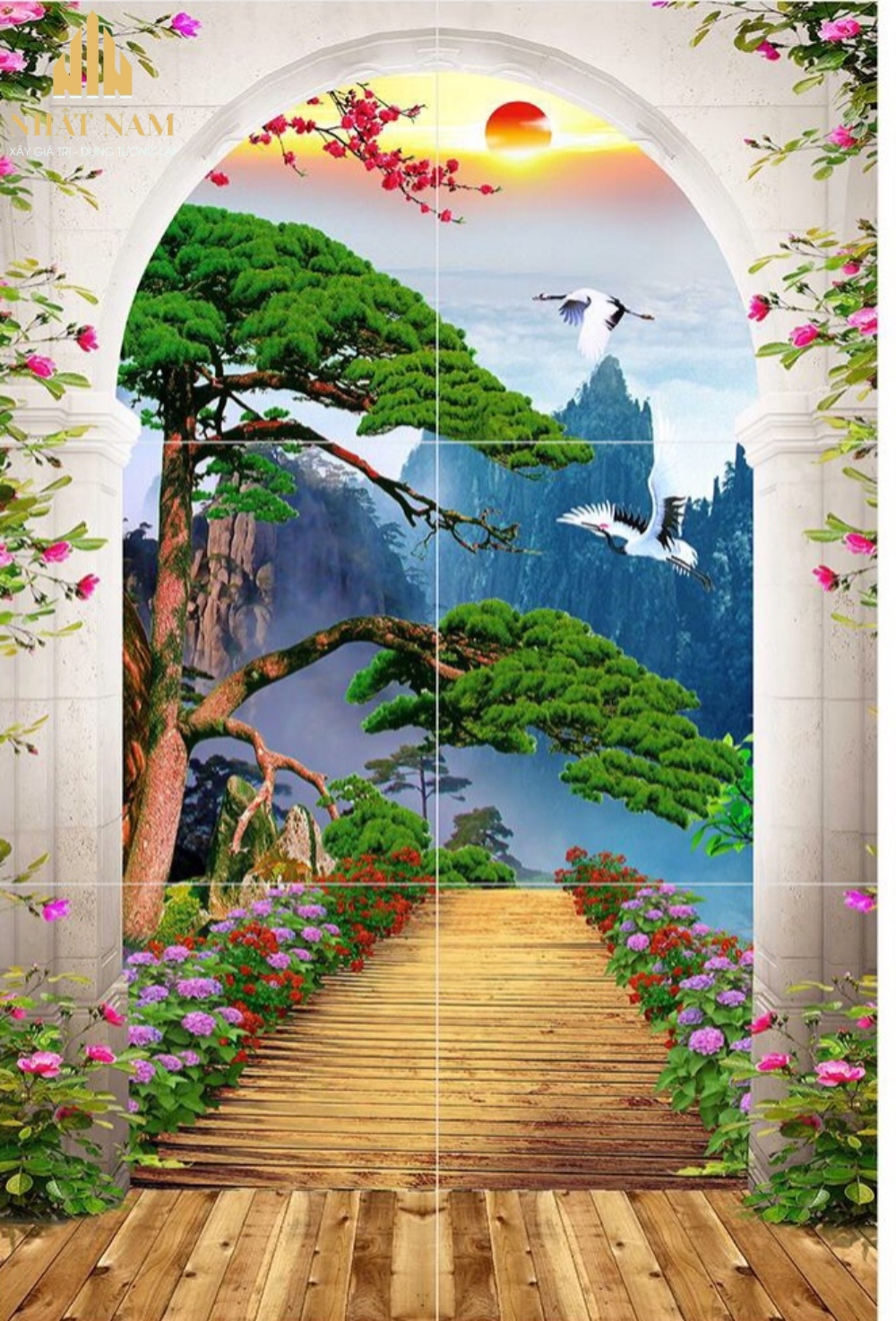 tranh gạch ốp tường ngoài trời
